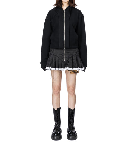 PLEATED MOTO SKIRT BLACK