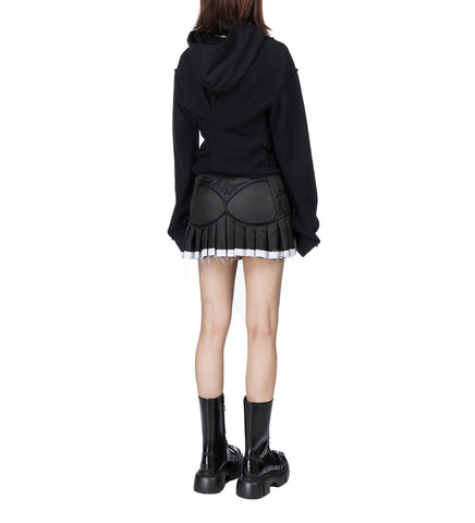 PLEATED MOTO SKIRT BLACK