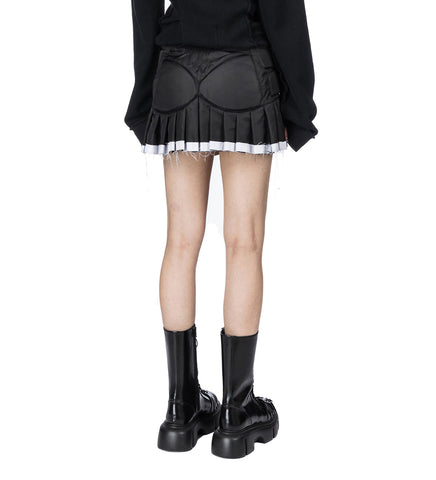 PLEATED MOTO SKIRT BLACK