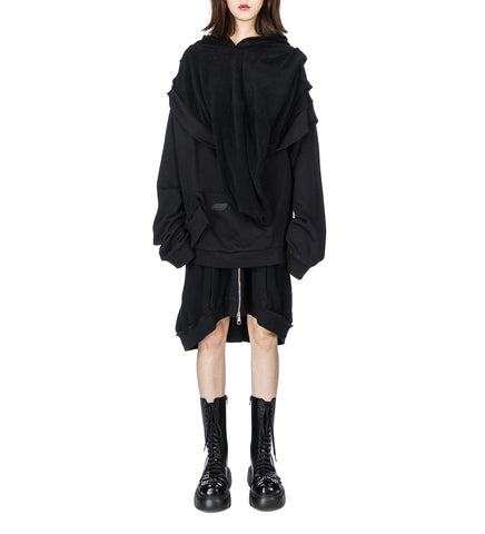 HYBRID HOODIE-SKIRT BLACK