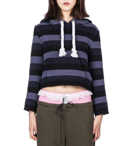 DOLL KNIT HOODIE GRAY/BLUE