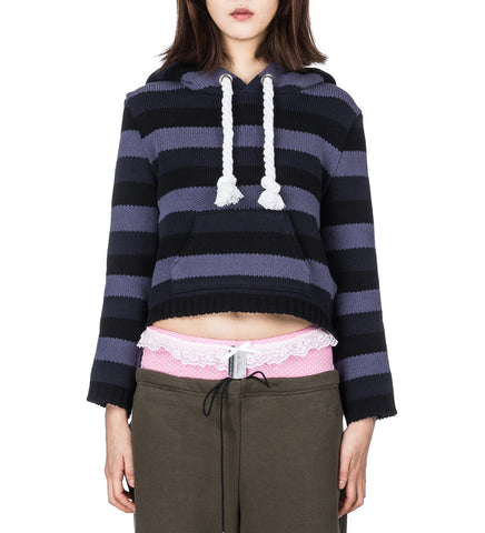 DOLL KNIT HOODIE GRAY/BLUE