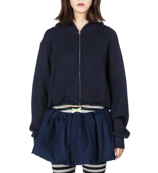 BALLOON KNIT HOODIE NAVY