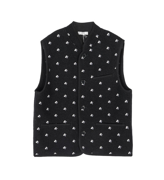 WALKER GILET BLACK FLOWERS DENSE