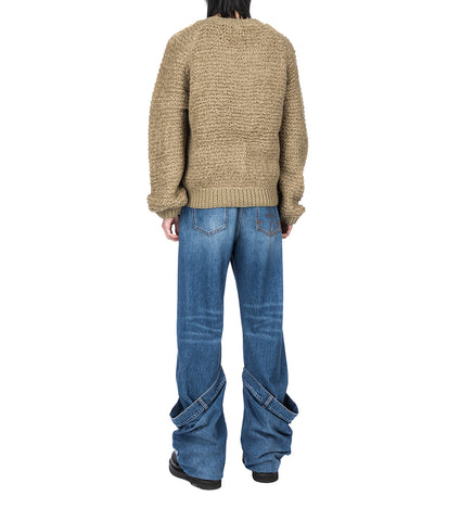 BOUCLE V NECK JUMPER FLAX