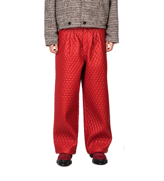 ULTRA WIDE PLEATED B PANTS RED
