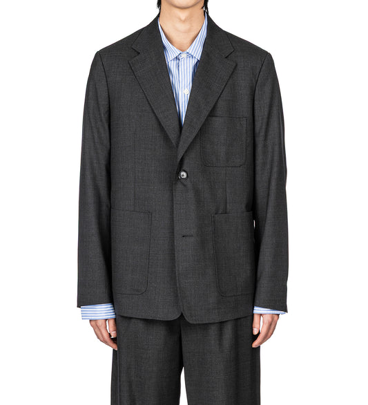 PATCH POCKET BLAZER GREY WOOL