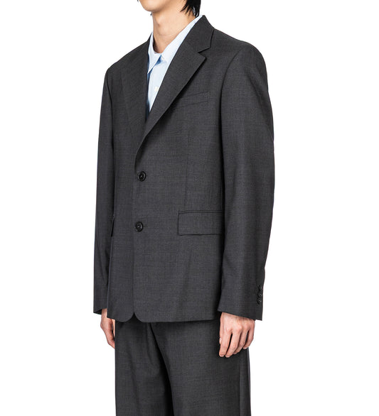 SINGLE BREASTED BLAZER DARK GREY TROPICAL WOOL