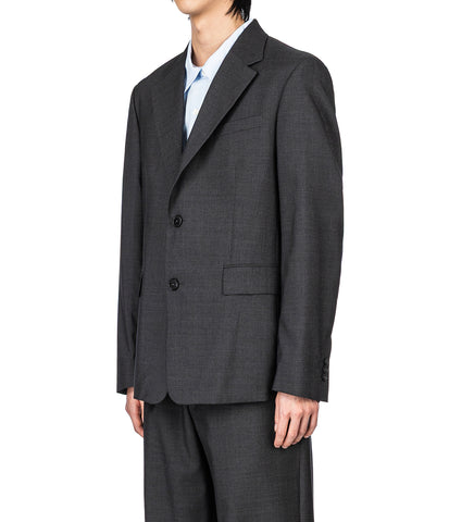 SINGLE BREASTED BLAZER DARK GREY TROPICAL WOOL
