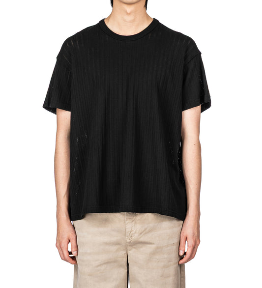 ORNAMENT TEE BLACK LACE STRIPE
