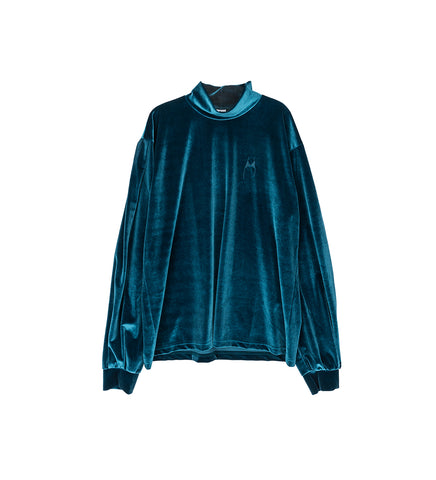 MOCK NECK LS VELVET TOP PETROL
