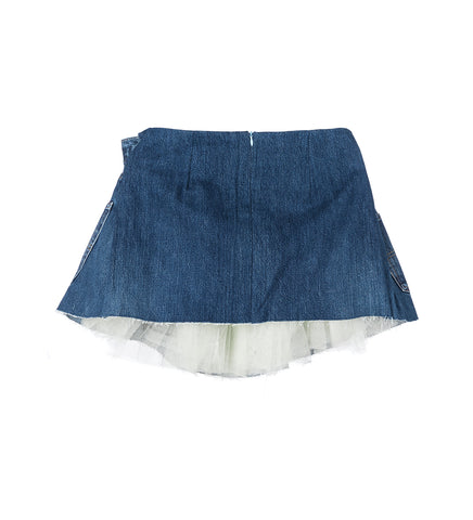SCRUNCH DENIM SKIRT BLUE MEDIUM