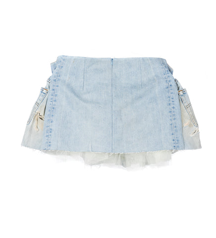 SCRUNCH DENIM SKIRT BLUE SMALL #1