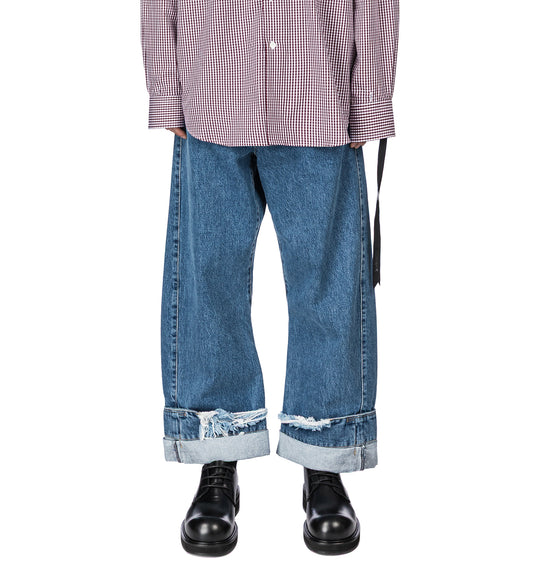 OVERSIZED DENIM TROUSERS STONE