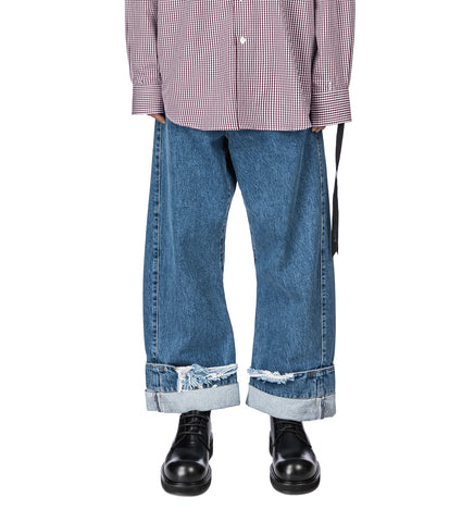 OVERSIZED DENIM TROUSERS STONE