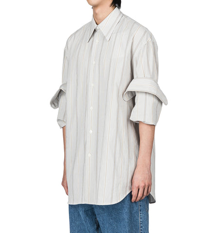 CLASSIC FOLD UP SLEEVE SHIRT WHITE/GREY/FOREST
