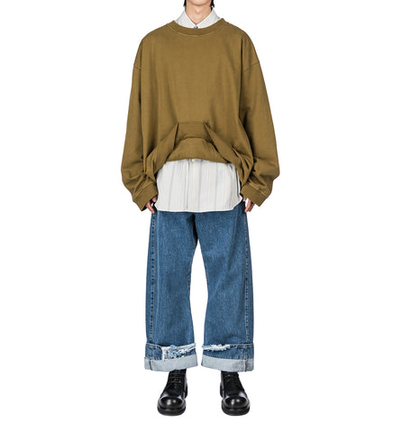 OVERSIZED DENIM TROUSERS STONE