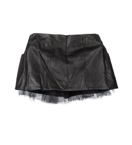 SCRUNCH LEATHER SKIRT BLACK MEDIUM