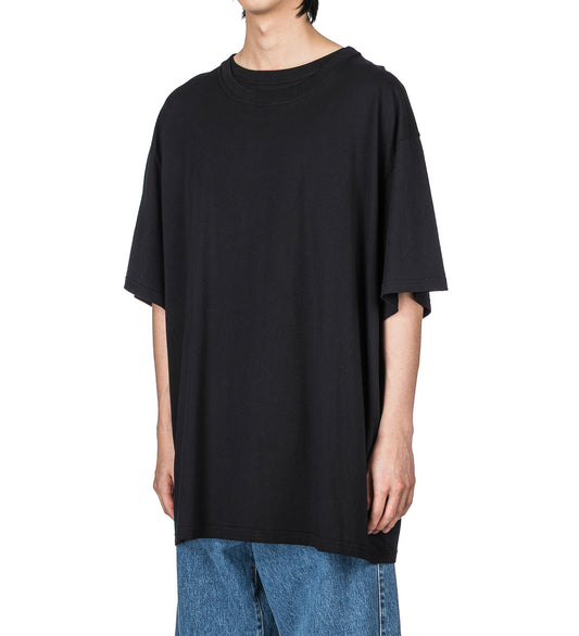 OVERSIZED DOUBLE COLLAR T-SHIRT BLACK