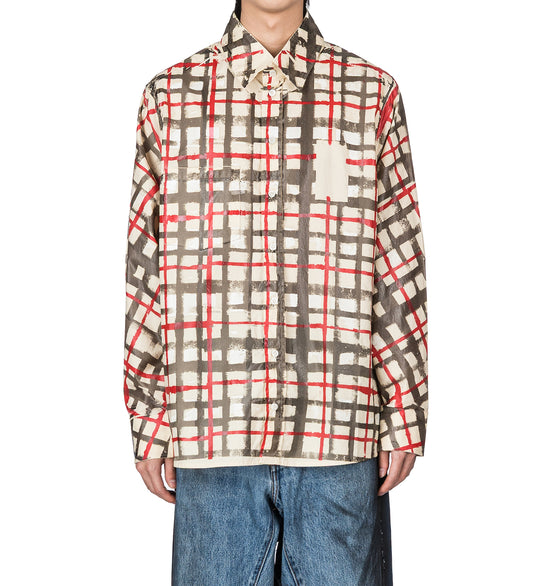 SPRAY PAINTED CHECK SHIRT BEIGE