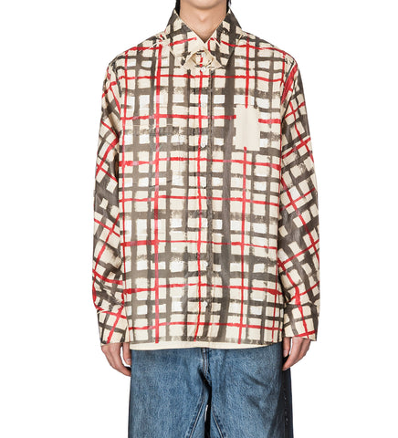 SPRAY PAINTED CHECK SHIRT BEIGE