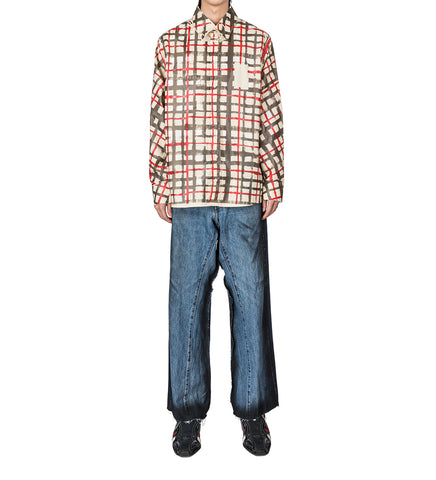 SPRAY PAINTED CHECK SHIRT BEIGE