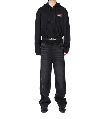 ZIP-UP HOODIE WITH TAG BLACK