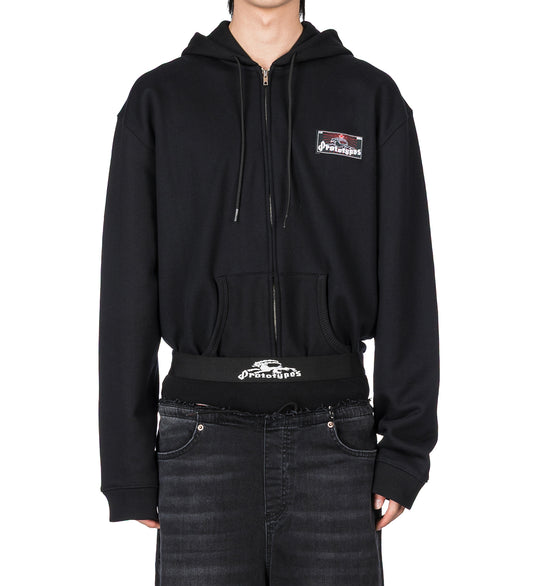 ZIP-UP HOODIE WITH TAG BLACK
