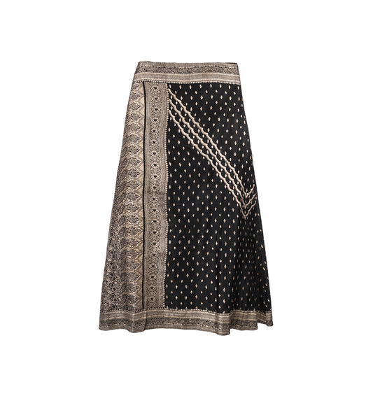 RECONSTITUED SILK SHIRRED MAXI SKIRT MULTI