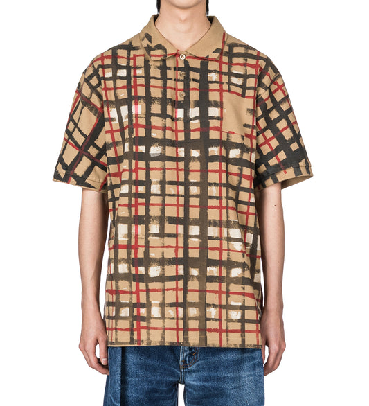 SPRAYED CHECK POLO BEIGE