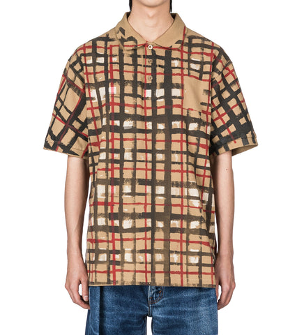 SPRAYED CHECK POLO BEIGE