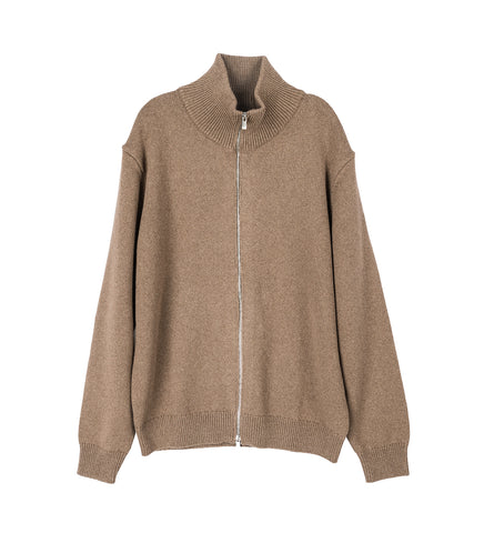 ZIP UP FUNNEL CARDIGAN KHAKI