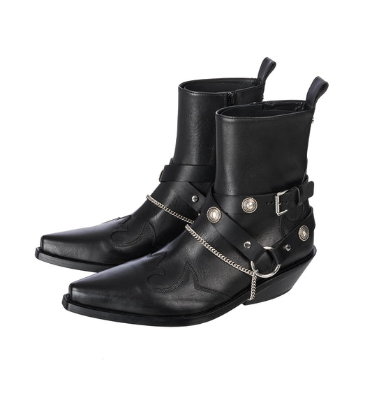 IEVA SANTIAGOS ANKLE BOOTS WITH BELTS BLACK