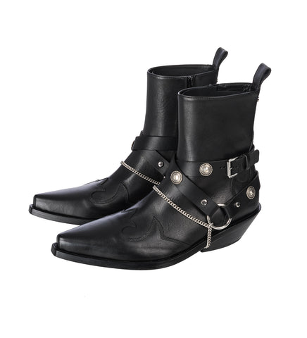 IEVA SANTIAGOS ANKLE BOOTS WITH BELTS BLACK