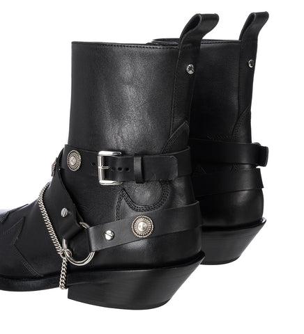 IEVA SANTIAGOS ANKLE BOOTS WITH BELTS BLACK