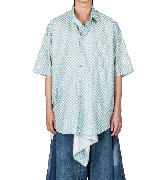 NECKERCHIEFER SHORT YELLOW/BLUE CHECK