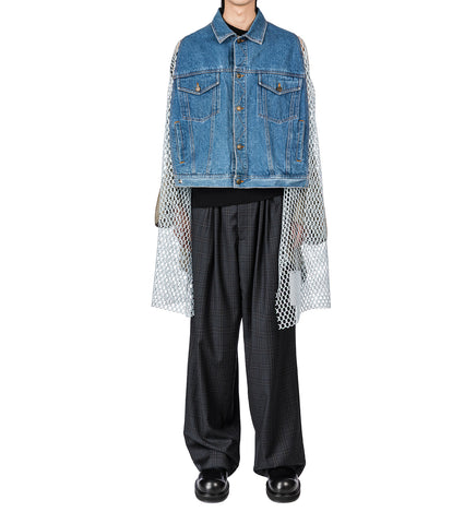 JACKET INSERT SHORT DENIM/PALE OLIVE/WIRE MESH