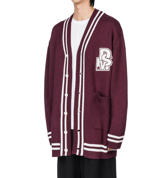 OVERSIZED CARDIGAN WITH PATCH BURGUNDY