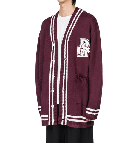 OVERSIZED CARDIGAN WITH PATCH BURGUNDY