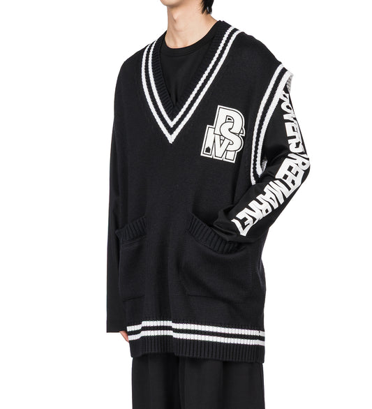 OVERSIZED VEST WITH PATCH BLACK