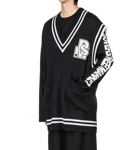 OVERSIZED VEST WITH PATCH BLACK