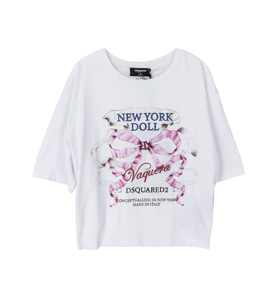 VAQUERA X DSQUARED2 NEW YORK DOLL T-SHIRT WHITE