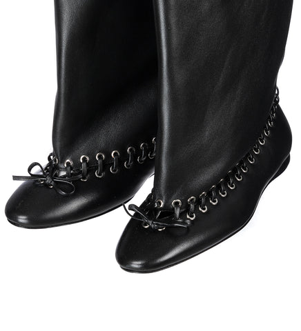 THIGH HIGH LEVEL BOOT FLAT BLACK