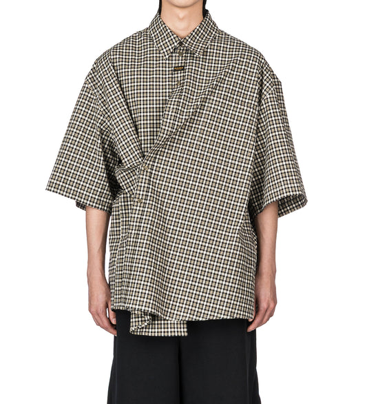 SS BOXY WRAP SHIRT BLACK/GREEN CHECK