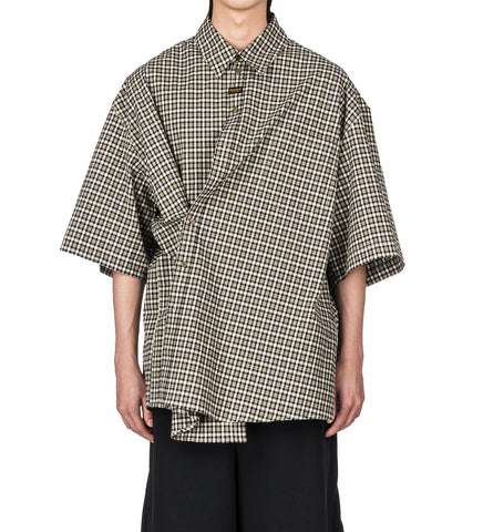 SS BOXY WRAP SHIRT BLACK/GREEN CHECK