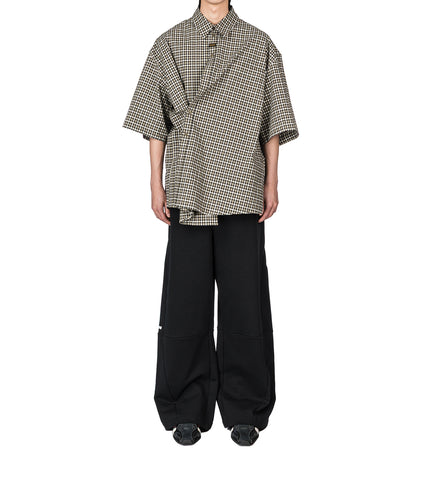 SS BOXY WRAP SHIRT BLACK/GREEN CHECK