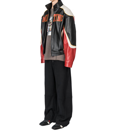 SUPERBOWL LEATHER JACKET BLACK/RED