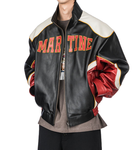 SUPERBOWL LEATHER JACKET BLACK/RED