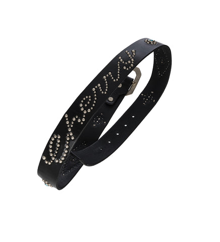 STUDDED LEATHER BELT BLACK