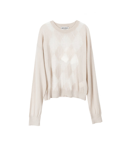 SONAR ROUNDNECK BLOSSOM ARGYLE FINE WOOL